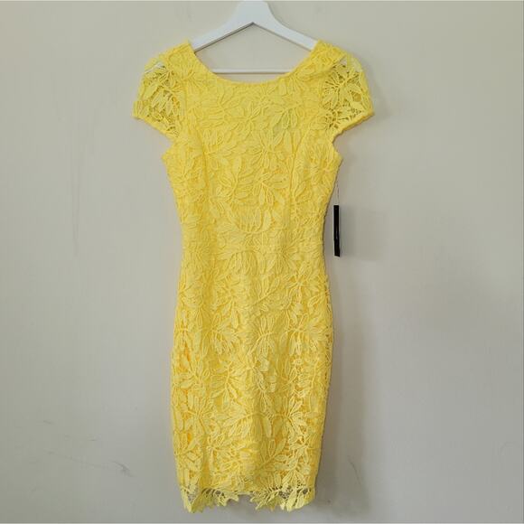 Lulu's Yellow Lace Bodycon Dress - Picture 2 of 7